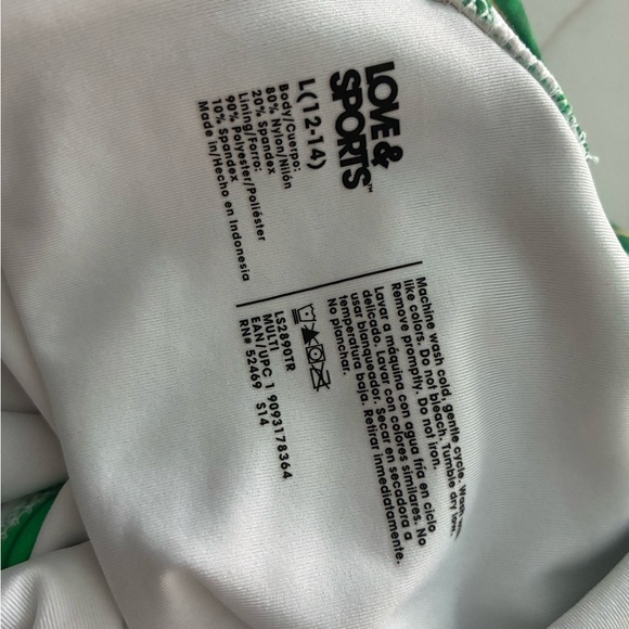 LOVE and SPORTS one piece strapless halter swimsuit tropical vacation 12/14 EUC - Picture 11 of 15